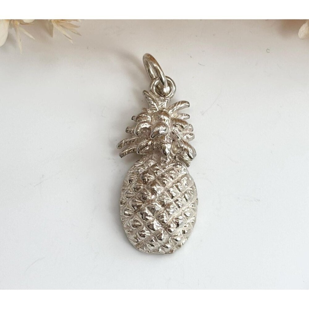 Pineapple Shaped Hand Carved Sterling Silver 925 Vintage Pendant | Charm